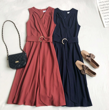 Belted Swing Midi Dress
