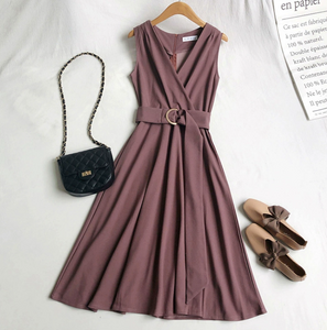 Belted Swing Midi Dress
