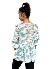 Tassel-Bordered Printed Blouse (Green Hawaiian)(BACKORDER)