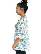 Tassel-Bordered Printed Blouse (Green Hawaiian)(BACKORDER)