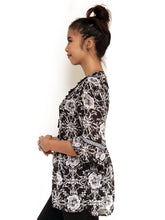 Tassel-Bordered Printed Blouse (Black Floral)(BACKORDER)