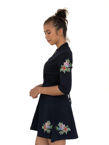 Embroidered Waist-Tie Dress