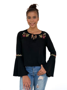 Embroidered Bell Sleeved Top