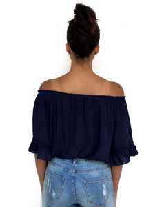 Lace Panelled Off-Shoulder Top