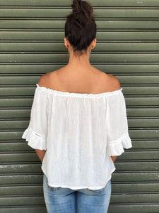 Lace Panelled Off-Shoulder Top