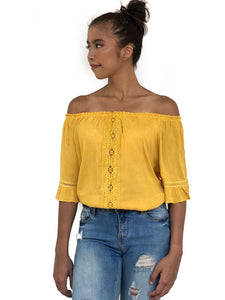 Lace Panelled Off-Shoulder Top