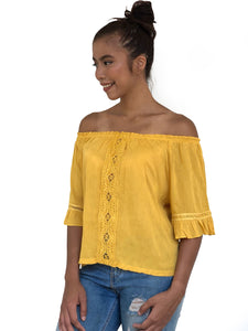 Lace Panelled Off-Shoulder Top