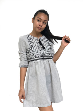 Embroidered Tassels Babydoll Dress