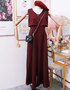 Faux Two-Piece Sleeveless Jumpsuit